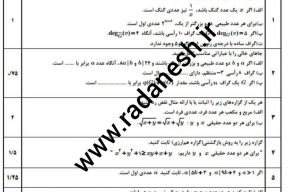 سوال هماهنگ استانی ریاضیات گسسته کلاس دوازدهم ریاضی نوبت اول با پاسخنامه